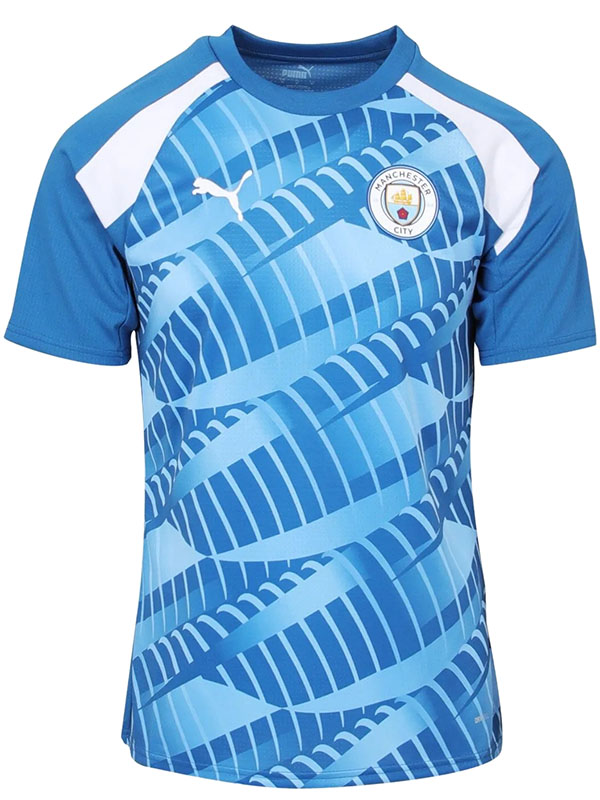 Manchester city maillot d'avant-match uniforme de football kit de football pour hommes haut de sport chemise bleue 2023-2024
